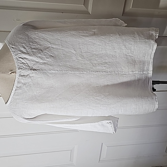 GIUSY white 100% linen made in Italy women's top. Oversized small Raglan sleeves - Picture 5 of 11